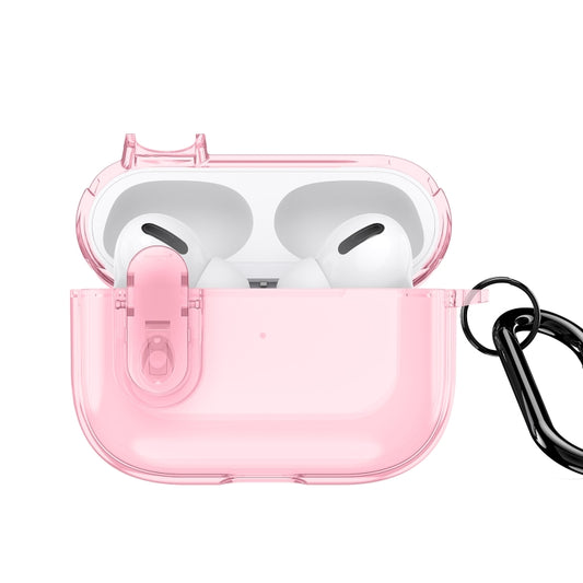 For AirPods Pro 2 DUX DUCIS PECL Series Split Transparent Earphone Case with Hook(Pink) - For AirPods Pro 2 by DUX DUCIS | Online Shopping South Africa | PMC Jewellery | Buy Now Pay Later Mobicred