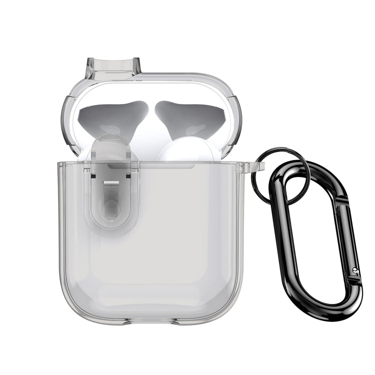 For AirPods 1/2 DUX DUCIS PECL Series Split Transparent Earphone Case with Hook(Grey) - For AirPods 1/2 by DUX DUCIS | Online Shopping South Africa | PMC Jewellery | Buy Now Pay Later Mobicred