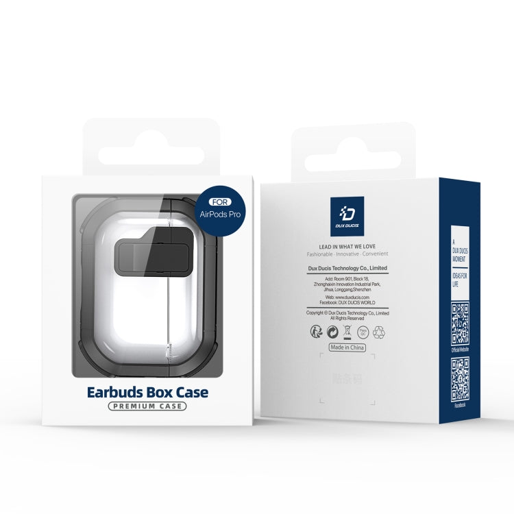 For AirPods 1/2 DUX DUCIS PECN Series Split Two-color Transparent Earphone Case with Hook(Khaki Black) - For AirPods 1/2 by DUX DUCIS | Online Shopping South Africa | PMC Jewellery | Buy Now Pay Later Mobicred