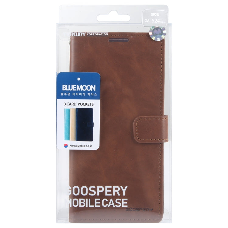 For Samsung Galaxy S24 Ultra 5G GOOSPERY BLUE MOON Crazy Horse Texture Leather Phone Case(Brown) - Galaxy S24 Ultra 5G Cases by GOOSPERY | Online Shopping South Africa | PMC Jewellery | Buy Now Pay Later Mobicred