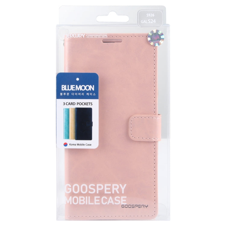 For Samsung Galaxy S24 5G GOOSPERY BLUE MOON Crazy Horse Texture Leather Phone Case(Rose Gold) - Galaxy S24 5G Cases by GOOSPERY | Online Shopping South Africa | PMC Jewellery | Buy Now Pay Later Mobicred