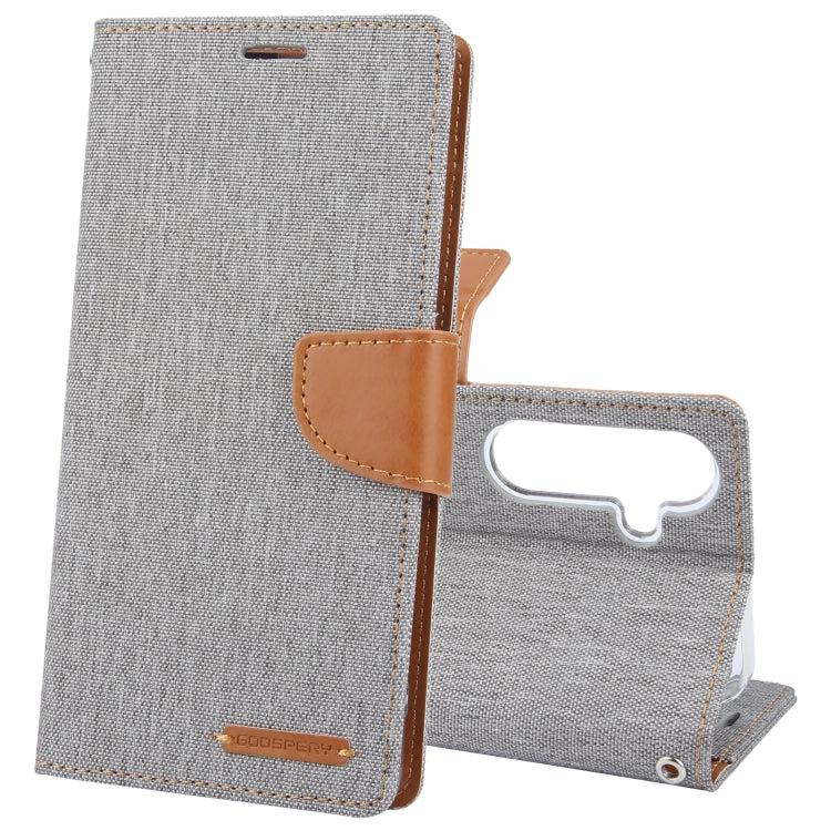 For Samsung Galaxy S24+ 5G GOOSPERY CANVAS DIARY Fabric Texture Flip Leather Phone Case(Grey) - Galaxy S24+ 5G Cases by GOOSPERY | Online Shopping South Africa | PMC Jewellery | Buy Now Pay Later Mobicred