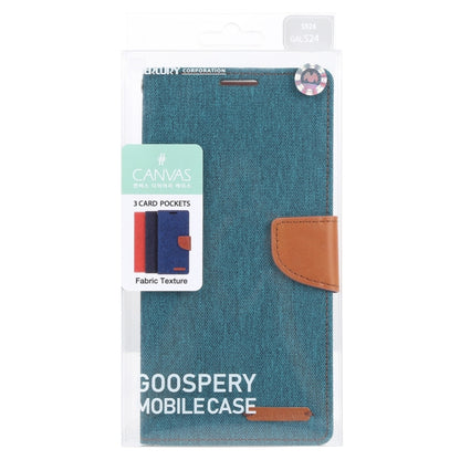 For Samsung Galaxy S24 5G GOOSPERY CANVAS DIARY Fabric Texture Flip Leather Phone Case(Green) - Galaxy S24 5G Cases by GOOSPERY | Online Shopping South Africa | PMC Jewellery | Buy Now Pay Later Mobicred