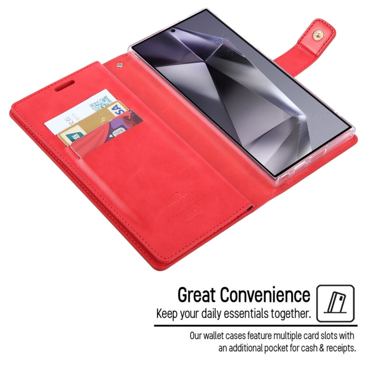 For Samsung Galaxy S24 Ultra 5G GOOSPERY MANSOOR DIARY 9 Card Slots Leather Phone Case(Red) - Galaxy S24 Ultra 5G Cases by GOOSPERY | Online Shopping South Africa | PMC Jewellery | Buy Now Pay Later Mobicred