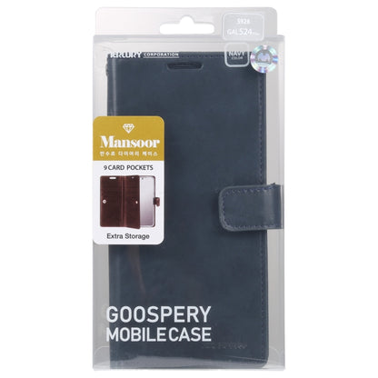 For Samsung Galaxy S24+ 5G GOOSPERY MANSOOR DIARY 9 Card Slots Leather Phone Case(Dark Blue) - Galaxy S24+ 5G Cases by GOOSPERY | Online Shopping South Africa | PMC Jewellery | Buy Now Pay Later Mobicred