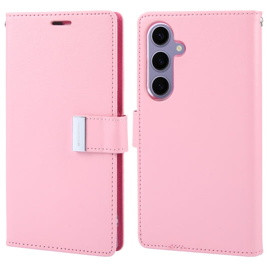 For Samsung Galaxy S24 5G GOOSPERY RICH DIARY Crazy Horse Texture Leather Phone Case(Pink) - Galaxy S24 5G Cases by GOOSPERY | Online Shopping South Africa | PMC Jewellery | Buy Now Pay Later Mobicred