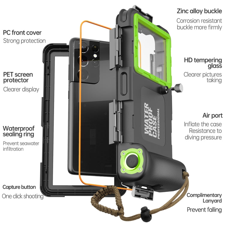 Diving Shell Gen2 Upgrade IP68 Waterproof Phone Case(Black Green) - Waterproof Bag by PMC TechLife | Online Shopping South Africa | PMC TechLife | Buy Now Pay Later Mobicred