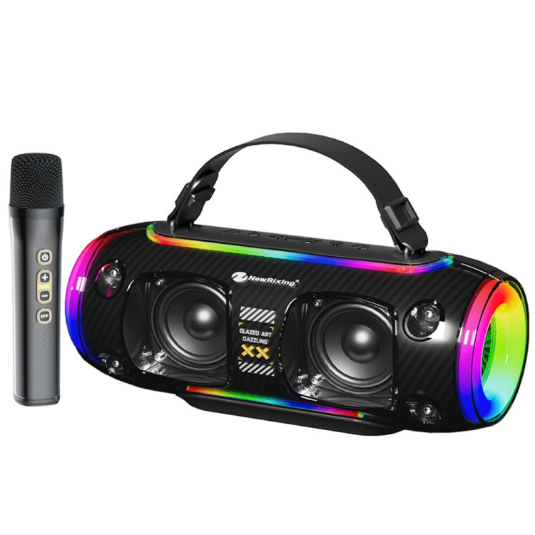 New Rixing NR8806 Portable Outdoor Wireless Bluetooth Speaker RGB Colorful Subwoofer, Style:Single Mic(Black) - Desktop Speaker by NewRixing | Online Shopping South Africa | PMC Jewellery | Buy Now Pay Later Mobicred