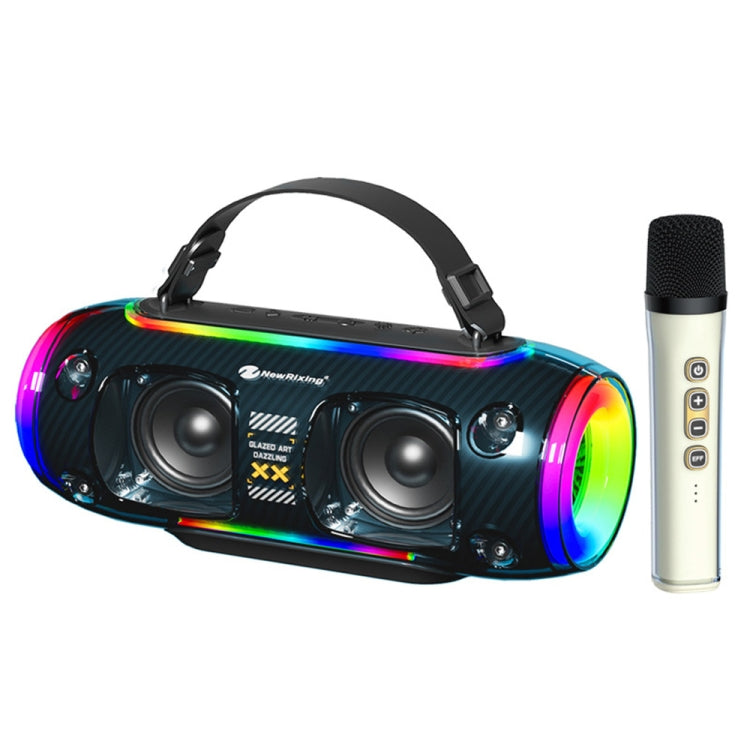 New Rixing NR8806 Portable Outdoor Wireless Bluetooth Speaker RGB Colorful Subwoofer, Style:Single Mic(Blue) - Desktop Speaker by NewRixing | Online Shopping South Africa | PMC Jewellery | Buy Now Pay Later Mobicred