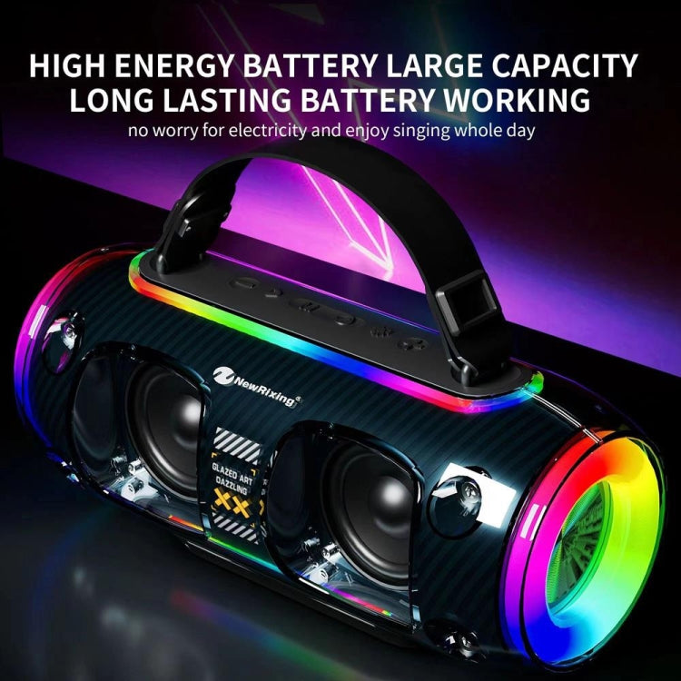 New Rixing NR8806 Portable Outdoor Wireless Bluetooth Speaker RGB Colorful Subwoofer, Style:Dual Mic(Blue) - Desktop Speaker by NewRixing | Online Shopping South Africa | PMC Jewellery | Buy Now Pay Later Mobicred