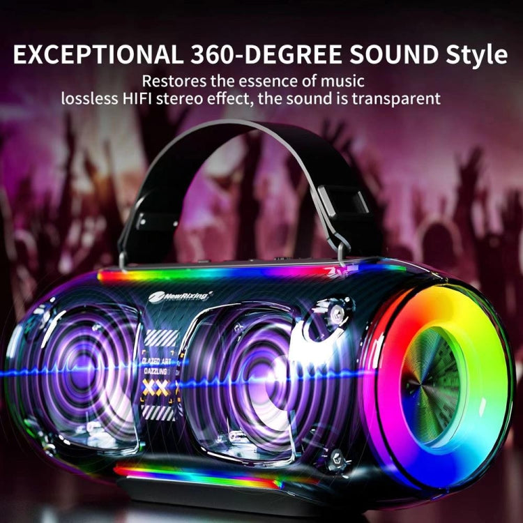 New Rixing NR8806 Portable Outdoor Wireless Bluetooth Speaker RGB Colorful Subwoofer, Style:Dual Mic(Black) - Desktop Speaker by NewRixing | Online Shopping South Africa | PMC Jewellery | Buy Now Pay Later Mobicred