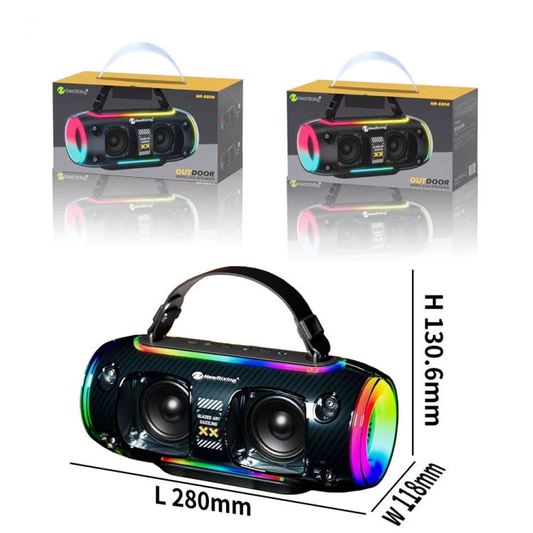 New Rixing NR8806 Portable Outdoor Wireless Bluetooth Speaker RGB Colorful Subwoofer, Style:Without Mic(Black) - Desktop Speaker by NewRixing | Online Shopping South Africa | PMC Jewellery | Buy Now Pay Later Mobicred