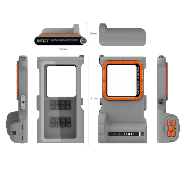 Diving Shell Gen3 Bluetooth Waterproof Phone Case(Grey Orange) - Waterproof Bag by PMC TechLife | Online Shopping South Africa | PMC TechLife | Buy Now Pay Later Mobicred