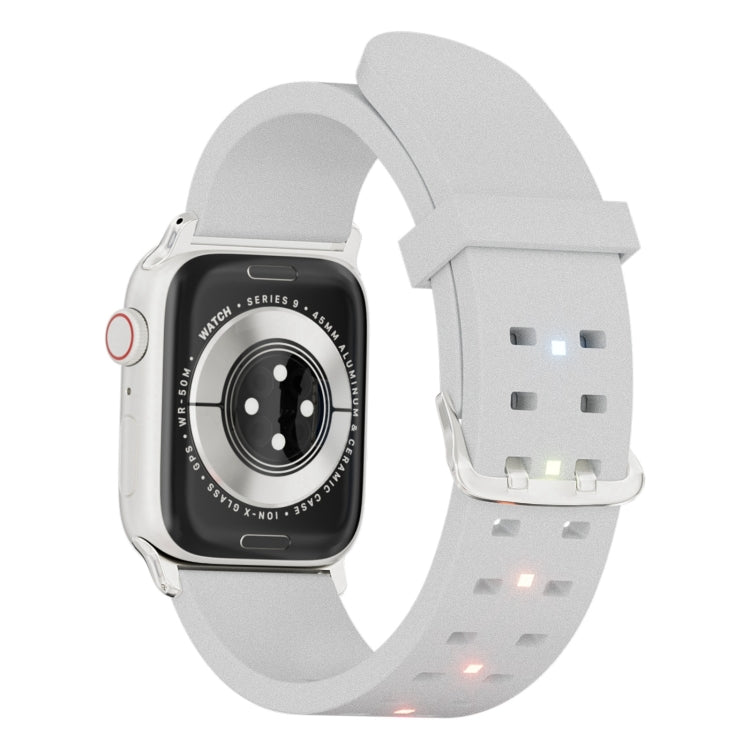 For Apple Watch Series 9 45mm Luminous Colorful Light Silicone Watch Band(Light Grey) - Watch Bands by PMC Jewellery | Online Shopping South Africa | PMC Jewellery