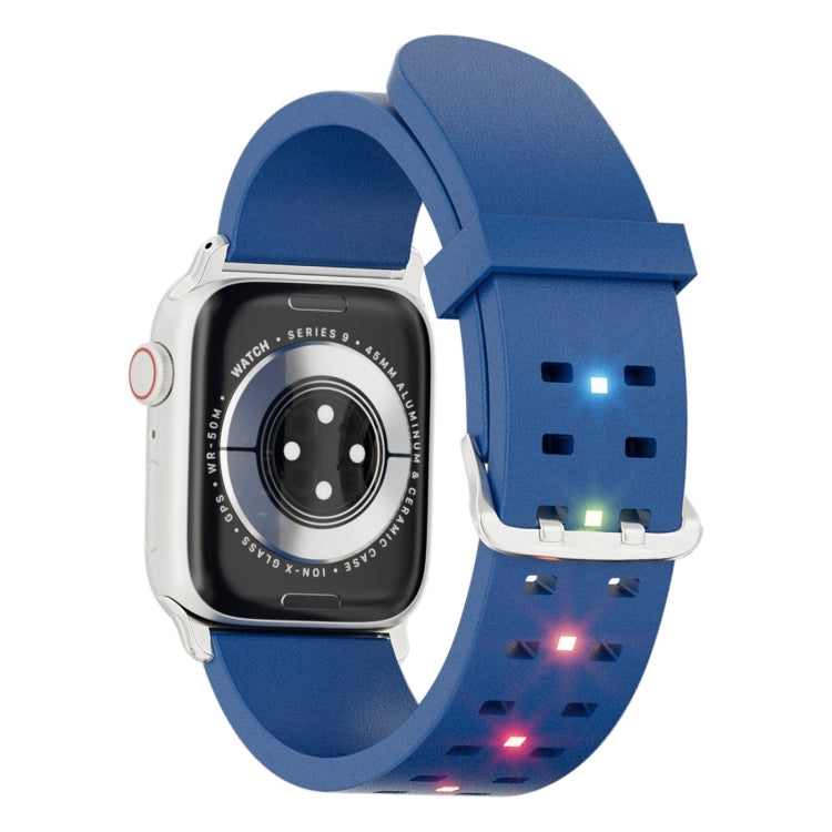 For Apple Watch Series 9 45mm Luminous Colorful Light Silicone Watch Band(Blue) - Watch Bands by PMC TechLife | Online Shopping South Africa | PMC TechLife
