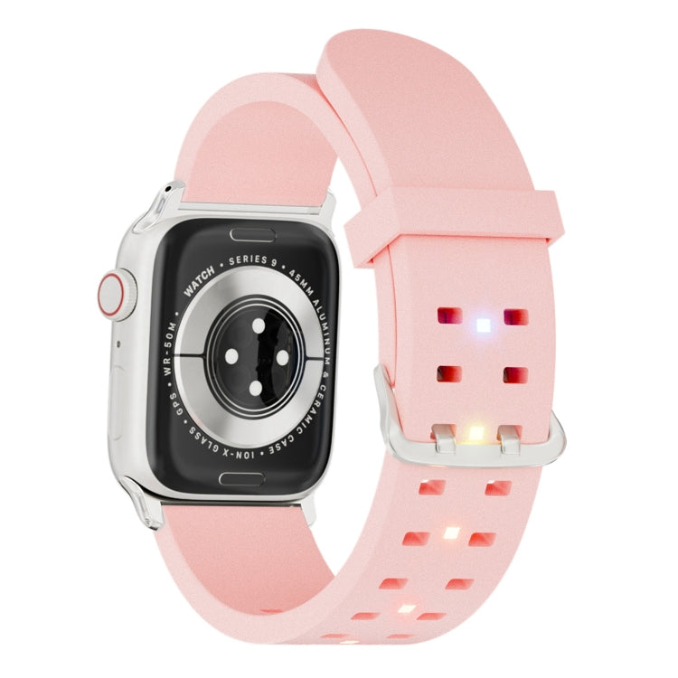 For Apple Watch Series 7 45mm Luminous Colorful Light Silicone Watch Band(Pink) - Watch Bands by PMC Jewellery | Online Shopping South Africa | PMC Jewellery