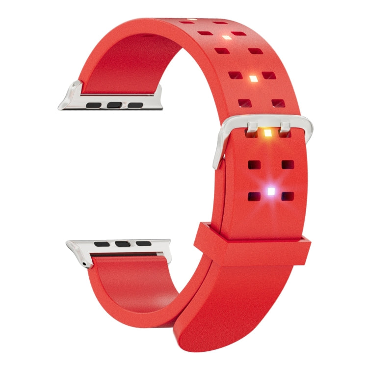 For Apple Watch SE 44mm Luminous Colorful Light Silicone Watch Band(Red) - Watch Bands by PMC Jewellery | Online Shopping South Africa | PMC Jewellery