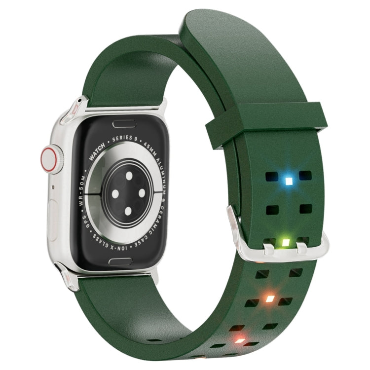 For Apple Watch Series 6 44mm Luminous Colorful Light Silicone Watch Band(Green) - Watch Bands by PMC Jewellery | Online Shopping South Africa | PMC Jewellery