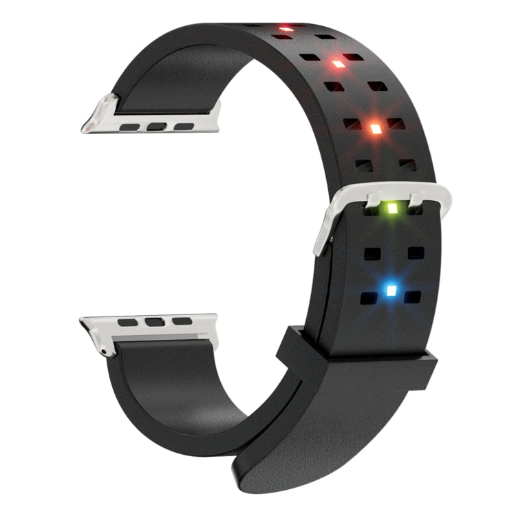 For Apple Watch Series 2 38mm Luminous Colorful Light Silicone Watch Band(Black) - Watch Bands by PMC TechLife | Online Shopping South Africa | PMC TechLife