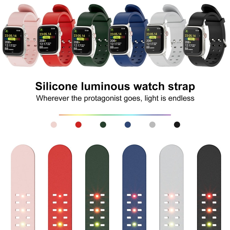 For Apple Watch SE 2023 44mm Luminous Colorful Light Silicone Watch Band(Light Grey) - Watch Bands by PMC TechLife | Online Shopping South Africa | PMC TechLife