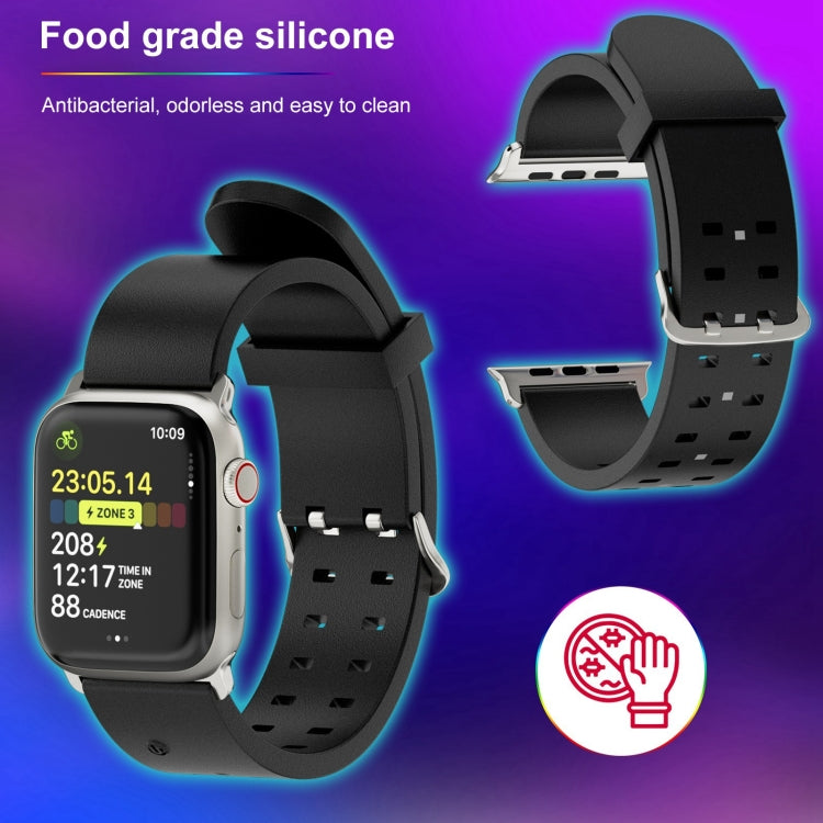 For Apple Watch 42mm Luminous Colorful Light Silicone Watch Band(Black) - Watch Bands by PMC TechLife | Online Shopping South Africa | PMC TechLife