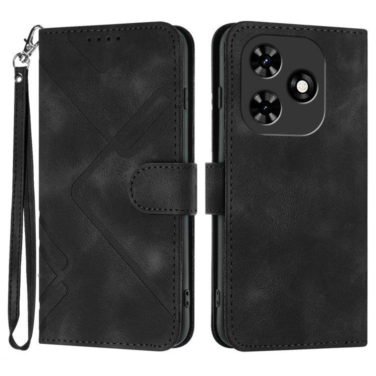 For Tecno Spark Go 2024 Line Pattern Skin Feel Leather Phone Case(Black) - Tecno Cases by PMC Jewellery | Online Shopping South Africa | PMC Jewellery | Buy Now Pay Later Mobicred