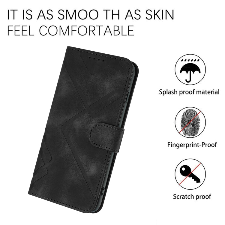 For Tecno Spark Go 2024 Line Pattern Skin Feel Leather Phone Case(Black) - Tecno Cases by PMC Jewellery | Online Shopping South Africa | PMC Jewellery | Buy Now Pay Later Mobicred