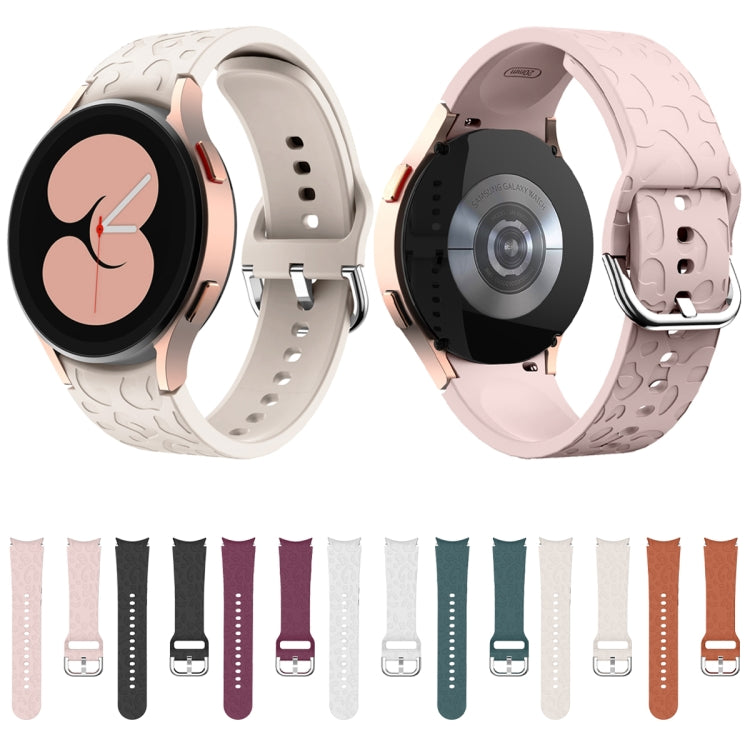 For Samsung Galaxy Watch 6 Leopard Print Embossed Silicone Watch Band(Light Grey) - Watch Bands by PMC TechLife | Online Shopping South Africa | PMC TechLife
