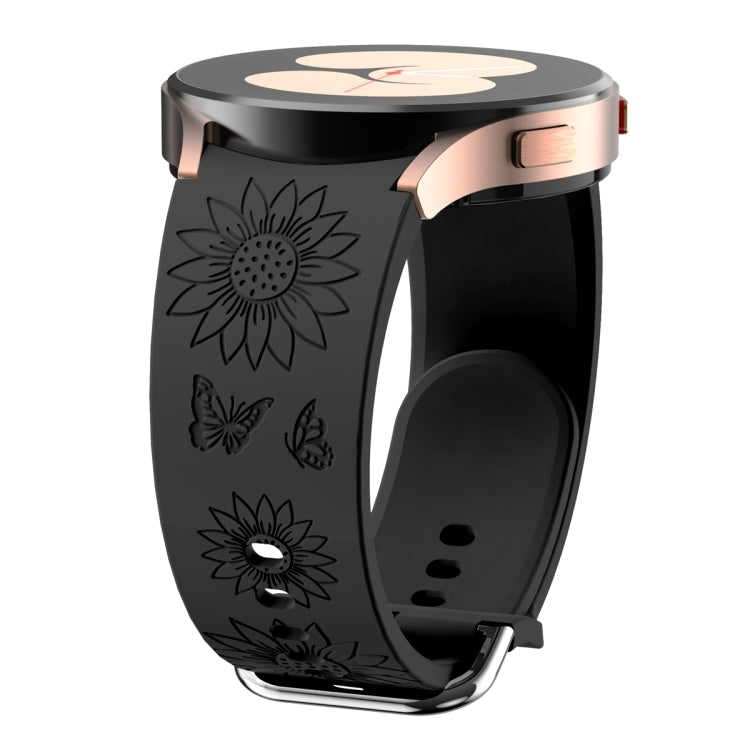 For Samsung Galaxy Watch 6 Sunflower Pattern Embossed Silicone Watch Band(Black) - Watch Bands by PMC Jewellery | Online Shopping South Africa | PMC Jewellery