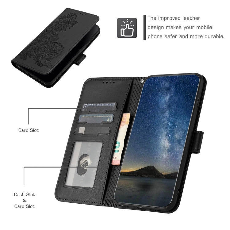 For Tecno Spark Go 2024 Datura Flower Embossed Flip Leather Phone Case(Black) - Tecno Cases by PMC Jewellery | Online Shopping South Africa | PMC Jewellery | Buy Now Pay Later Mobicred