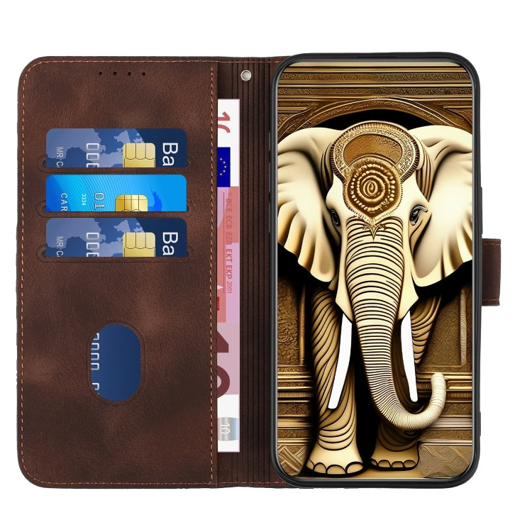 For Tecno Spark Go 2024 YX0060 Elephant Head Embossed Phone Leather Case with Lanyard(Coffee) - Tecno Cases by PMC Jewellery | Online Shopping South Africa | PMC Jewellery | Buy Now Pay Later Mobicred