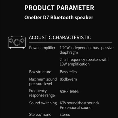 Oneder D7 Bluetooth Speaker Outdoor Karaoke Wireless Speakers With Two Mic(Cyan) - Desktop Speaker by OneDer | Online Shopping South Africa | PMC Jewellery | Buy Now Pay Later Mobicred