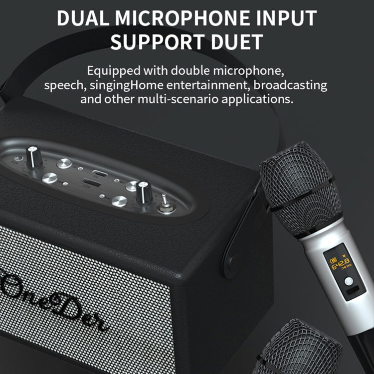 Oneder D7 Bluetooth Speaker Outdoor Karaoke Wireless Speakers With Two Mic(Orange) - free shipping - PMC Jewellery - Order now!