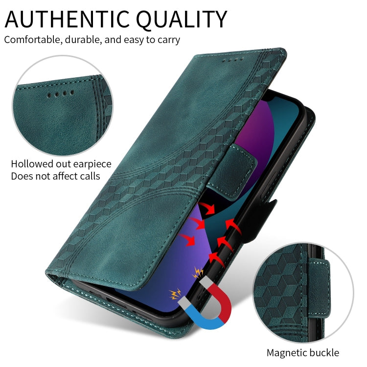 For iPhone 16 Pro Max Embossed Rhombus Starry Leather Phone Case(Green) - iPhone 16 Pro Max Cases by PMC TechLife | Online Shopping South Africa | PMC TechLife | Buy Now Pay Later Mobicred