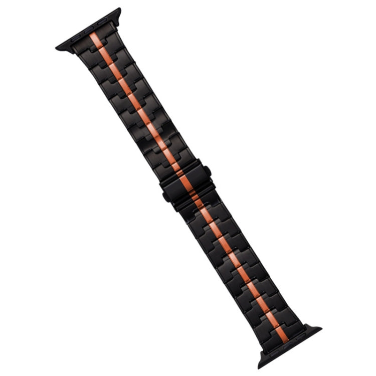 For Apple Watch SE 40mm Stainless Steel Watch Band(Black Orange) - Watch Bands by PMC TechLife | Online Shopping South Africa | PMC TechLife