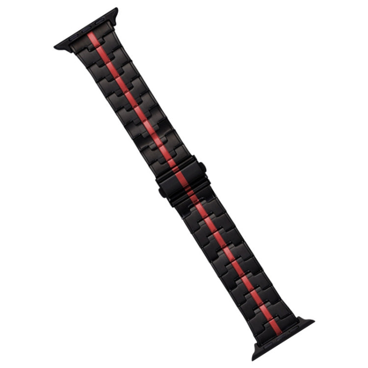 For Apple Watch 42mm Stainless Steel Watch Band(Black Red) - free shipping - PMC TechLife - Order now!