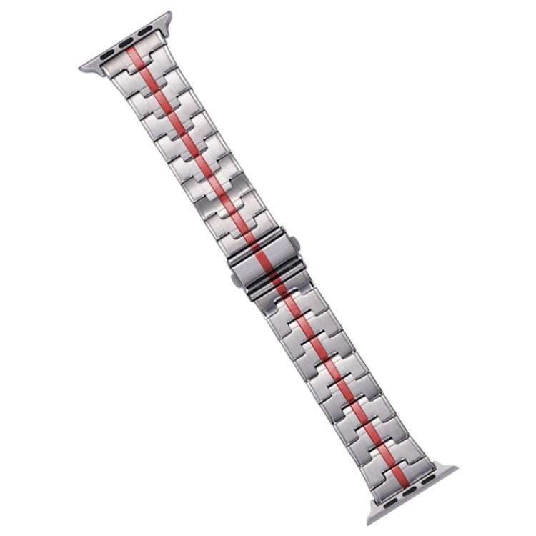 For Apple Watch 38mm Stainless Steel Watch Band(Silver Red) - free shipping - PMC TechLife - Order now!