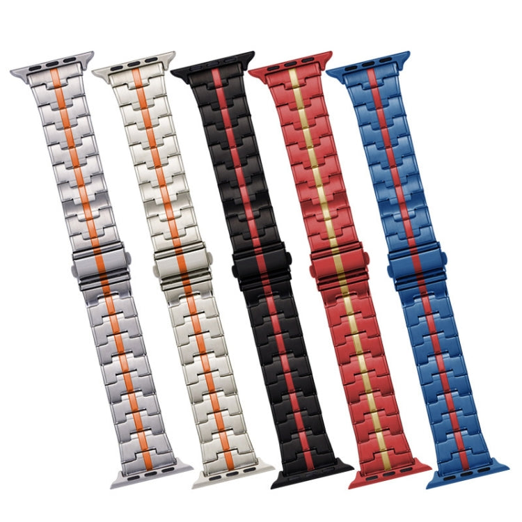 For Apple Watch 38mm Stainless Steel Watch Band(Silver Red) - free shipping - PMC TechLife - Order now!