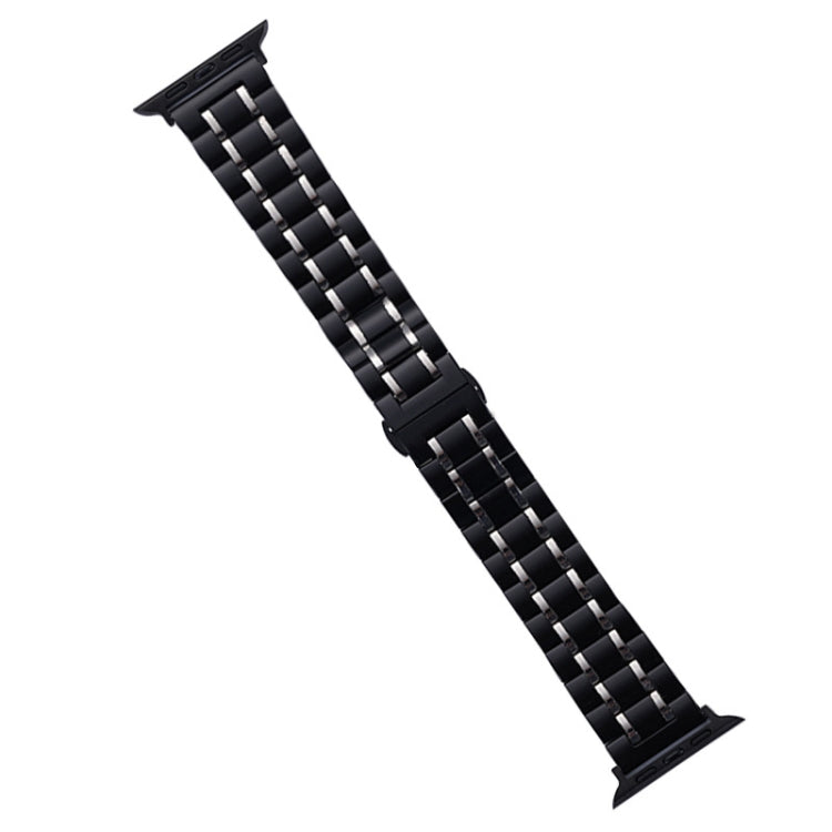 For Apple Watch Series 7 41mm Five-Beads Stainless Steel Watch Band(Black Silver) - free shipping - PMC TechLife - Order now!