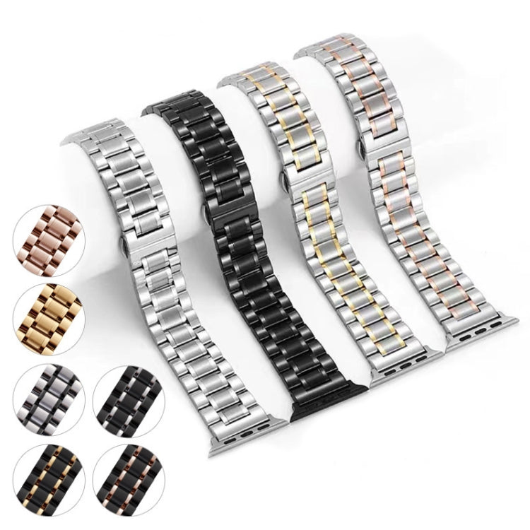 For Apple Watch 38mm Five-Beads Stainless Steel Watch Band(Silver Black) - free shipping - PMC TechLife - Order now!
