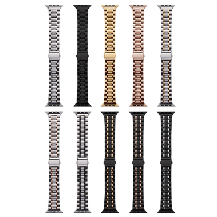 For Apple Watch 38mm Five-Beads Stainless Steel Watch Band(Black Silver) - free shipping - PMC TechLife - Order now!