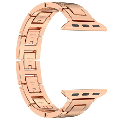 For Apple Watch Series 9 41mm H Slim Stainless Steel Watch Band(Rose Gold) - Watch Bands by PMC Jewellery | Online Shopping South Africa | PMC Jewellery