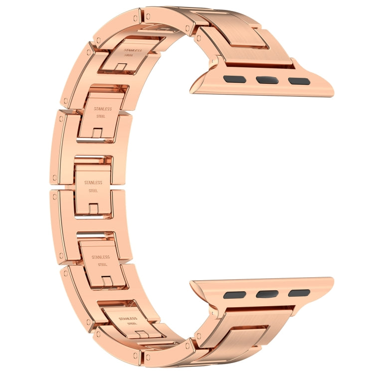 For Apple Watch Ultra 49mm H Slim Stainless Steel Watch Band(Rose Gold) - Watch Bands by PMC Jewellery | Online Shopping South Africa | PMC Jewellery