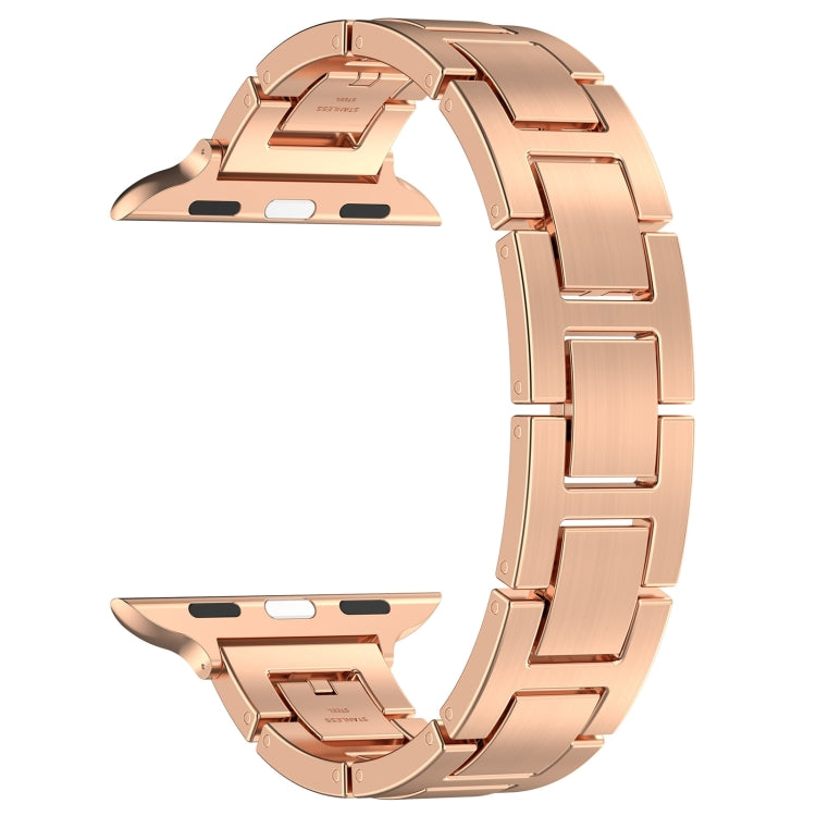 For Apple Watch SE 40mm H Slim Stainless Steel Watch Band(Rose Gold) - Watch Bands by PMC Jewellery | Online Shopping South Africa | PMC Jewellery