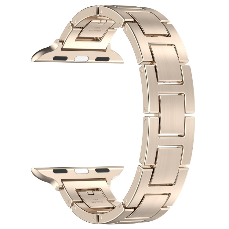 For Apple Watch SE 44mm H Slim Stainless Steel Watch Band(Starlight) - Watch Bands by PMC TechLife | Online Shopping South Africa | PMC TechLife