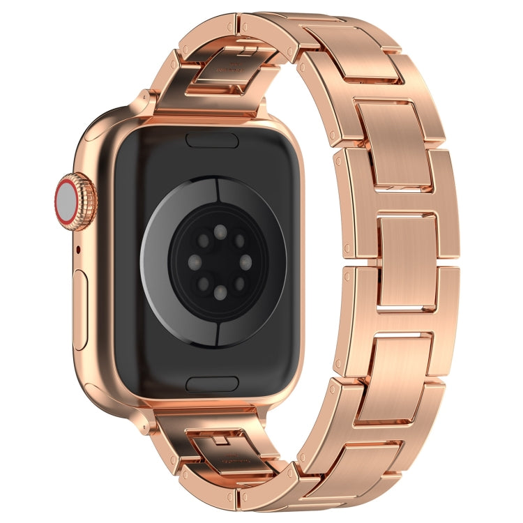 For Apple Watch 42mm H Slim Stainless Steel Watch Band(Rose Gold) - Watch Bands by PMC Jewellery | Online Shopping South Africa | PMC Jewellery