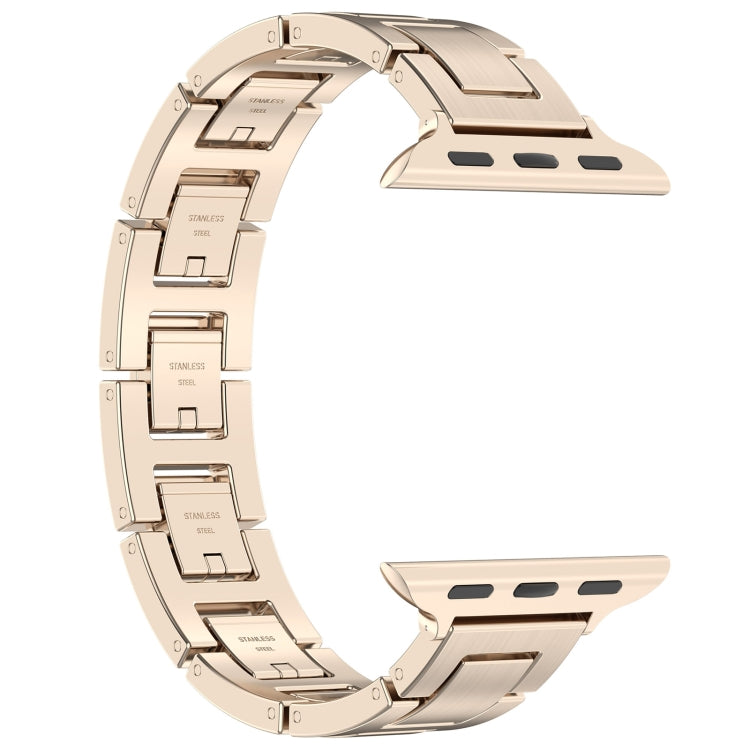 For Apple Watch 42mm H Slim Stainless Steel Watch Band(Starlight) - Watch Bands by PMC TechLife | Online Shopping South Africa | PMC TechLife