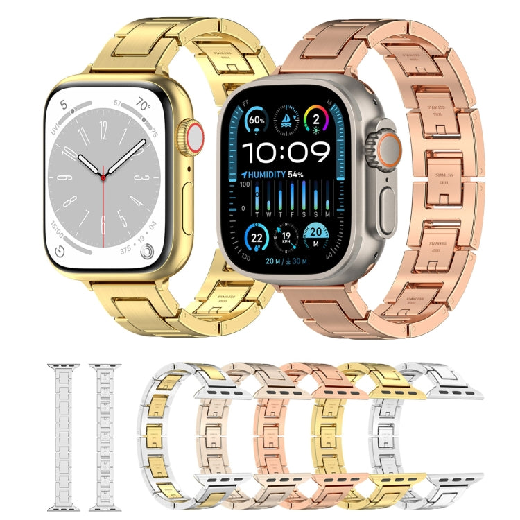 For Apple Watch Series 5 44mm H Slim Stainless Steel Watch Band(Rose Gold) - Watch Bands by PMC Jewellery | Online Shopping South Africa | PMC Jewellery