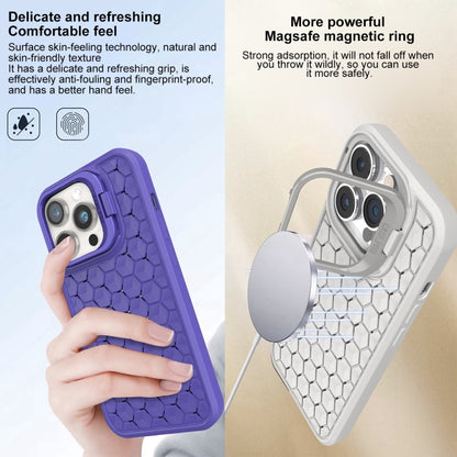 For iPhone 14 Plus Honeycomb Radiating Lens Holder Magsafe Phone Case(Purple) - iPhone 14 Plus Cases by PMC Jewellery | Online Shopping South Africa | PMC Jewellery