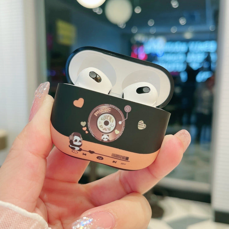 For AirPods Pro Panda Records Pattern Earbuds Box Frosted TPU Case(Black) - For AirPods Pro by PMC Jewellery | Online Shopping South Africa | PMC Jewellery | Buy Now Pay Later Mobicred